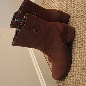 TEVA FOXY Brown Leather Zip Up Mid Calf Boot Size 10.
